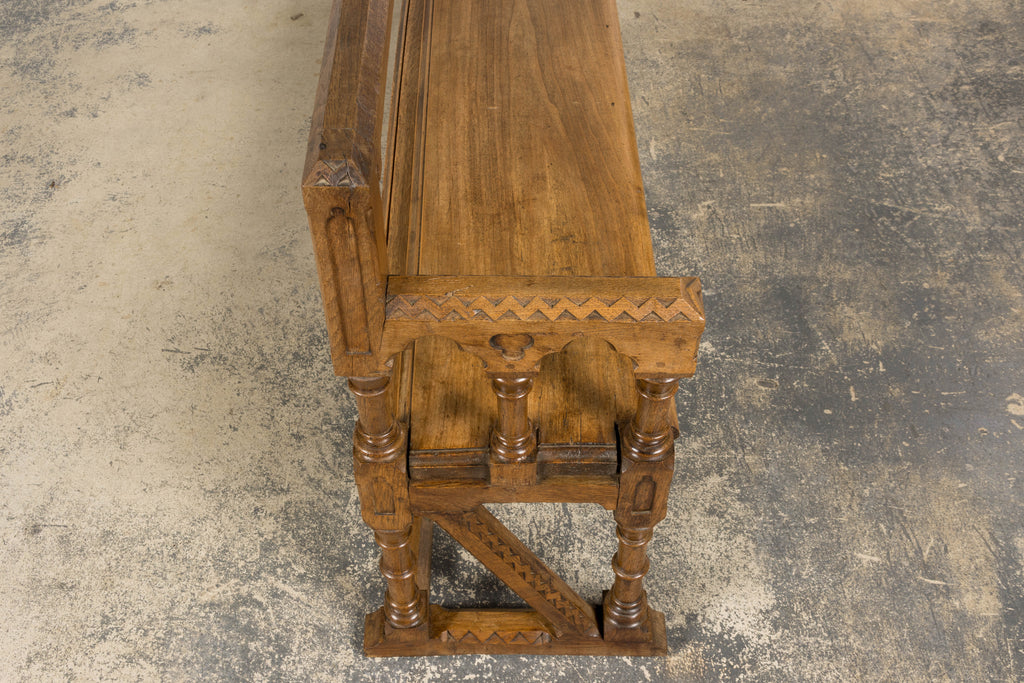 Mid-19th Century French Gothic Revival Oak Church Bench