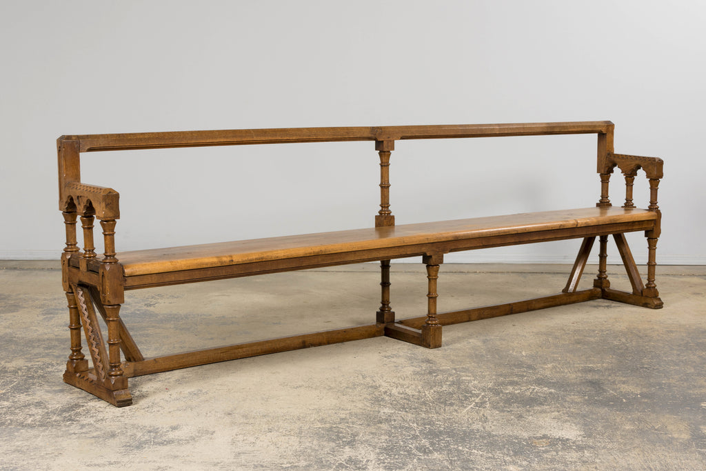 Mid-19th Century French Gothic Revival Oak Church Bench