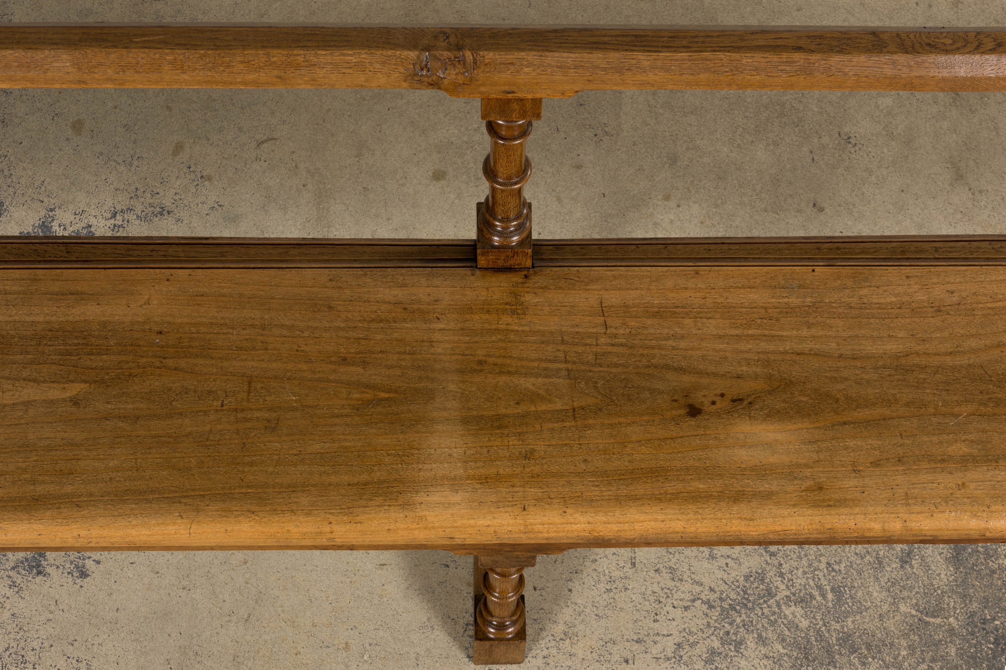 Mid-19th Century French Gothic Revival Oak Church Bench