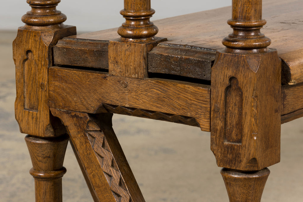 Mid-19th Century French Gothic Revival Oak Church Bench