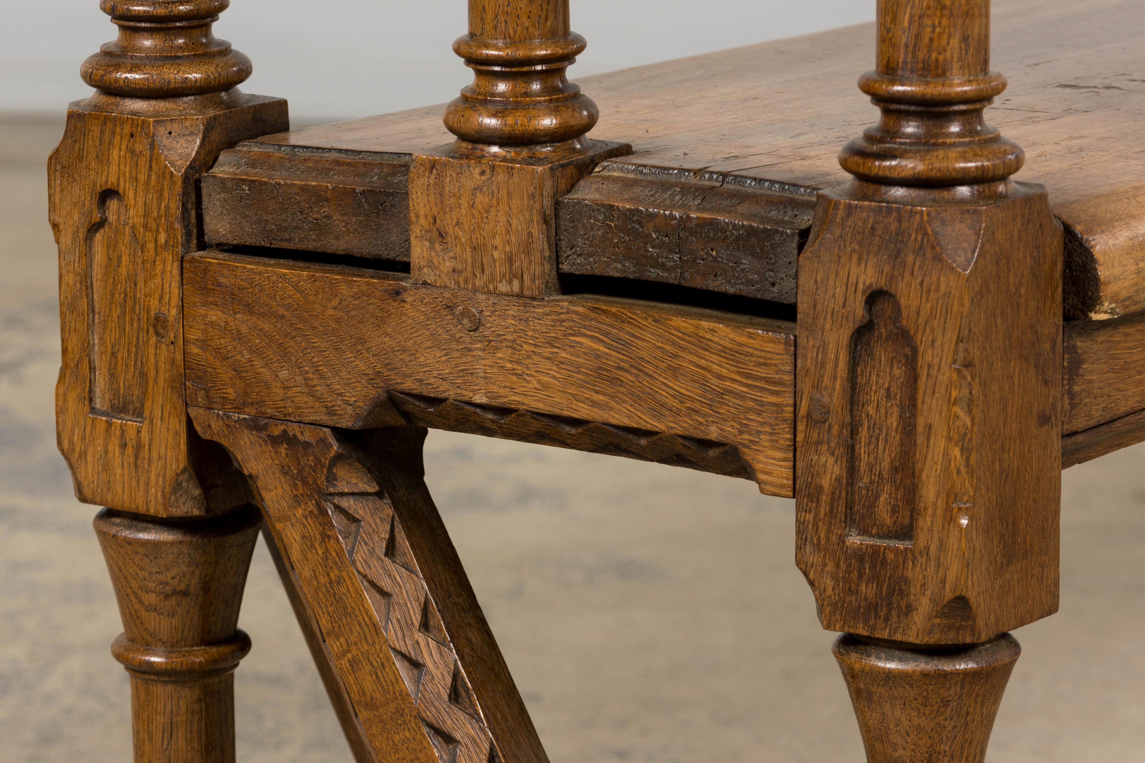 Mid-19th Century French Gothic Revival Oak Church Bench