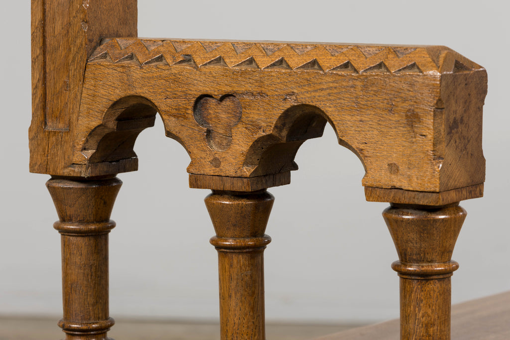 Mid-19th Century French Gothic Revival Oak Church Bench