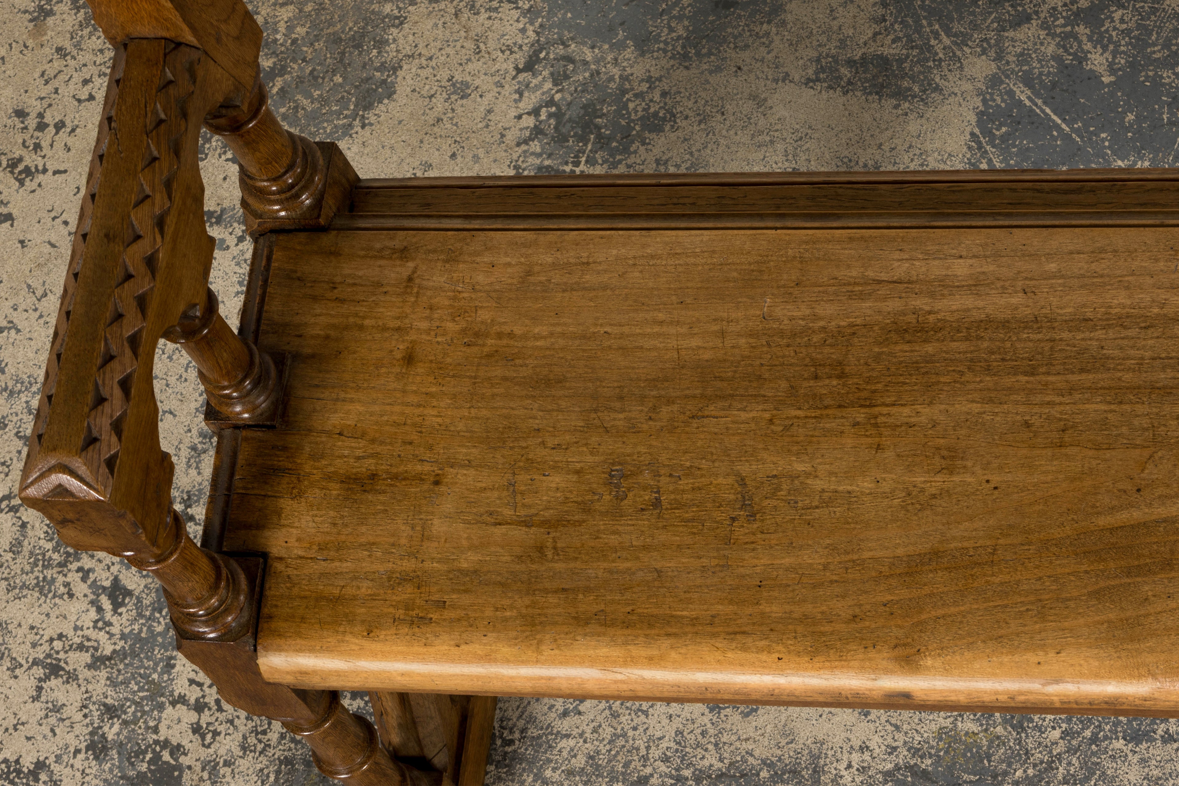 Mid-19th Century French Gothic Revival Oak Church Bench