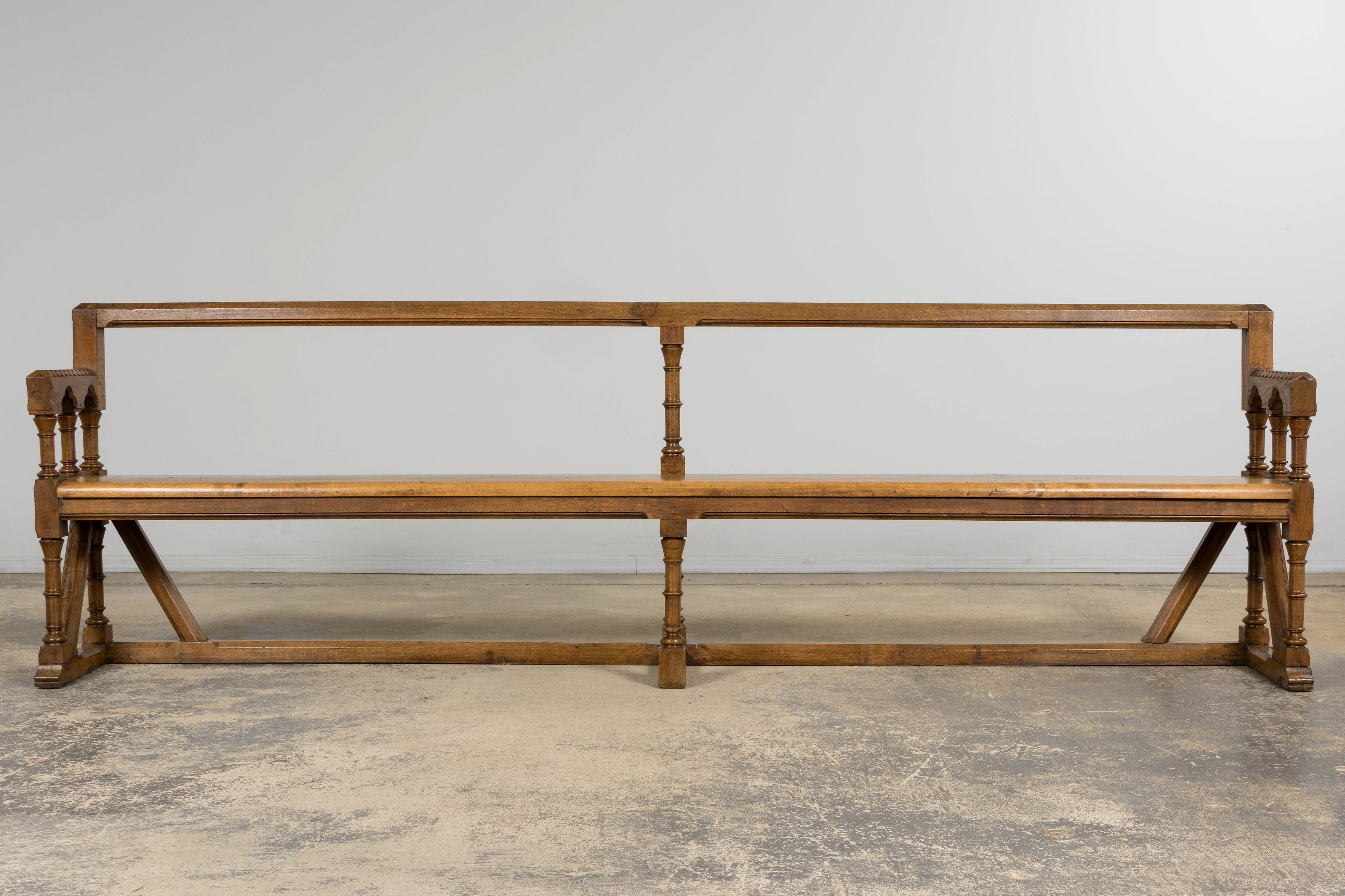 Mid-19th Century French Gothic Revival Oak Church Bench