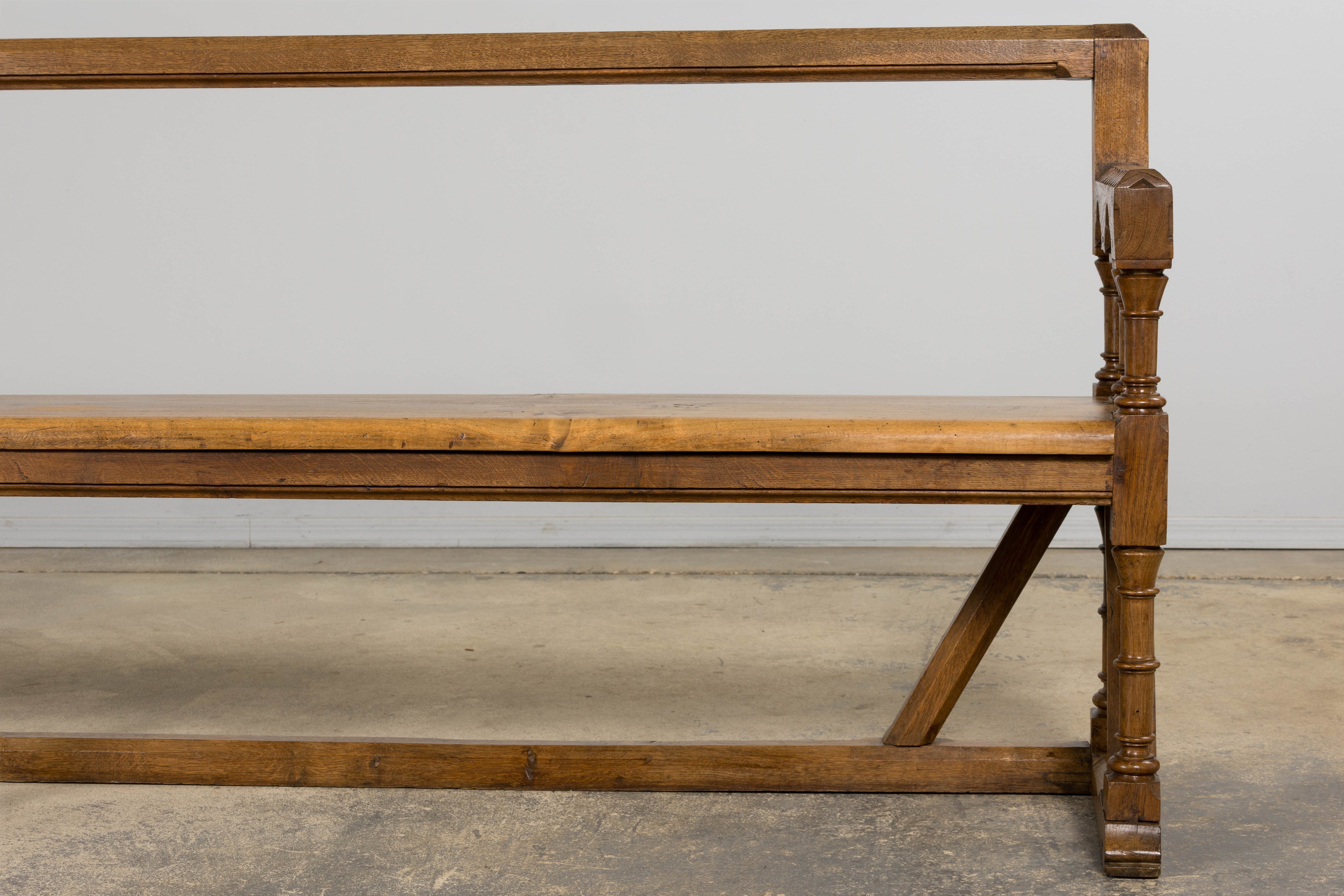 Mid-19th Century French Gothic Revival Oak Church Bench