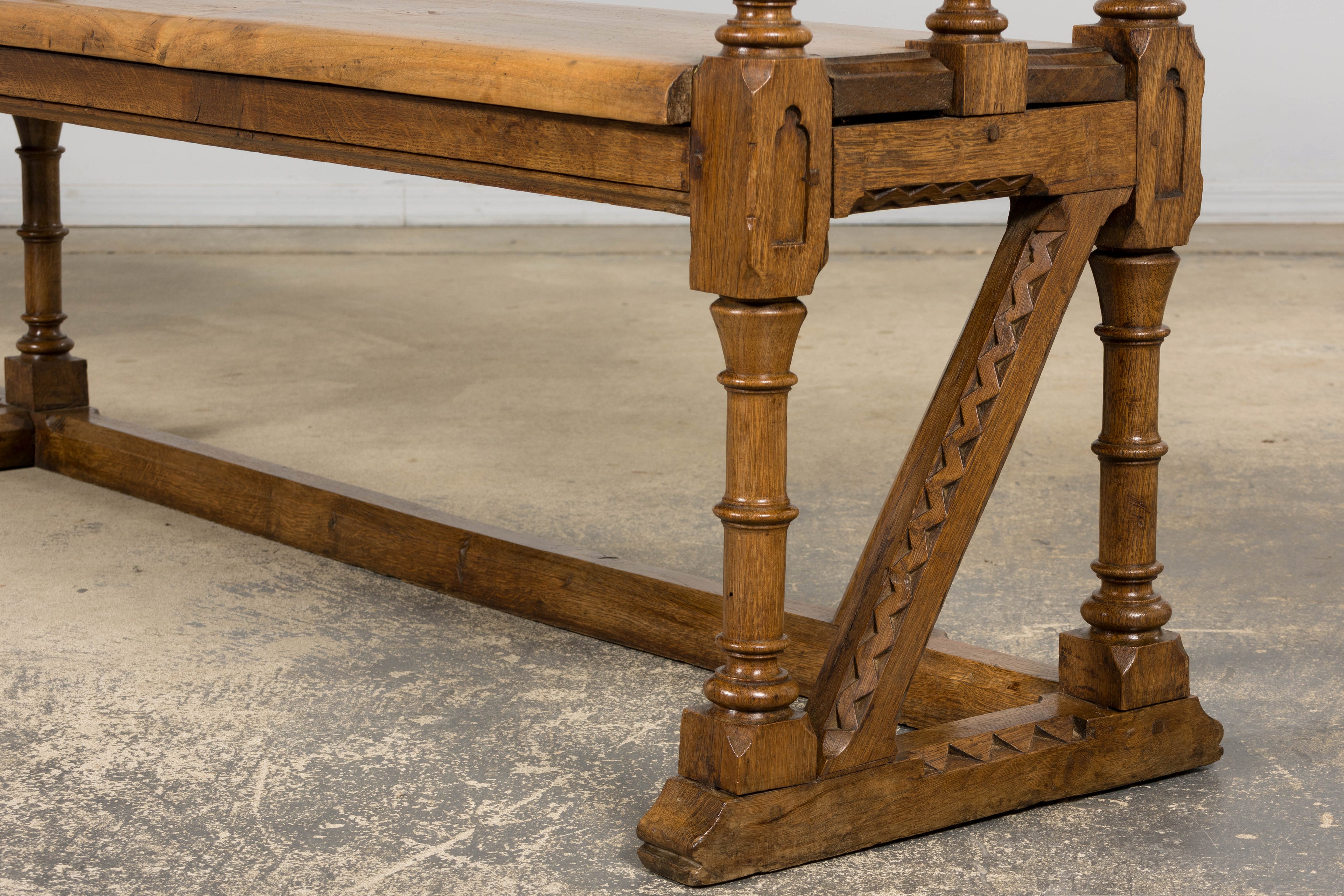 Mid-19th Century French Gothic Revival Oak Church Bench