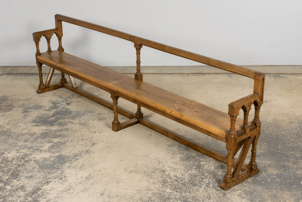 Mid-19th Century French Gothic Revival Oak Church Bench