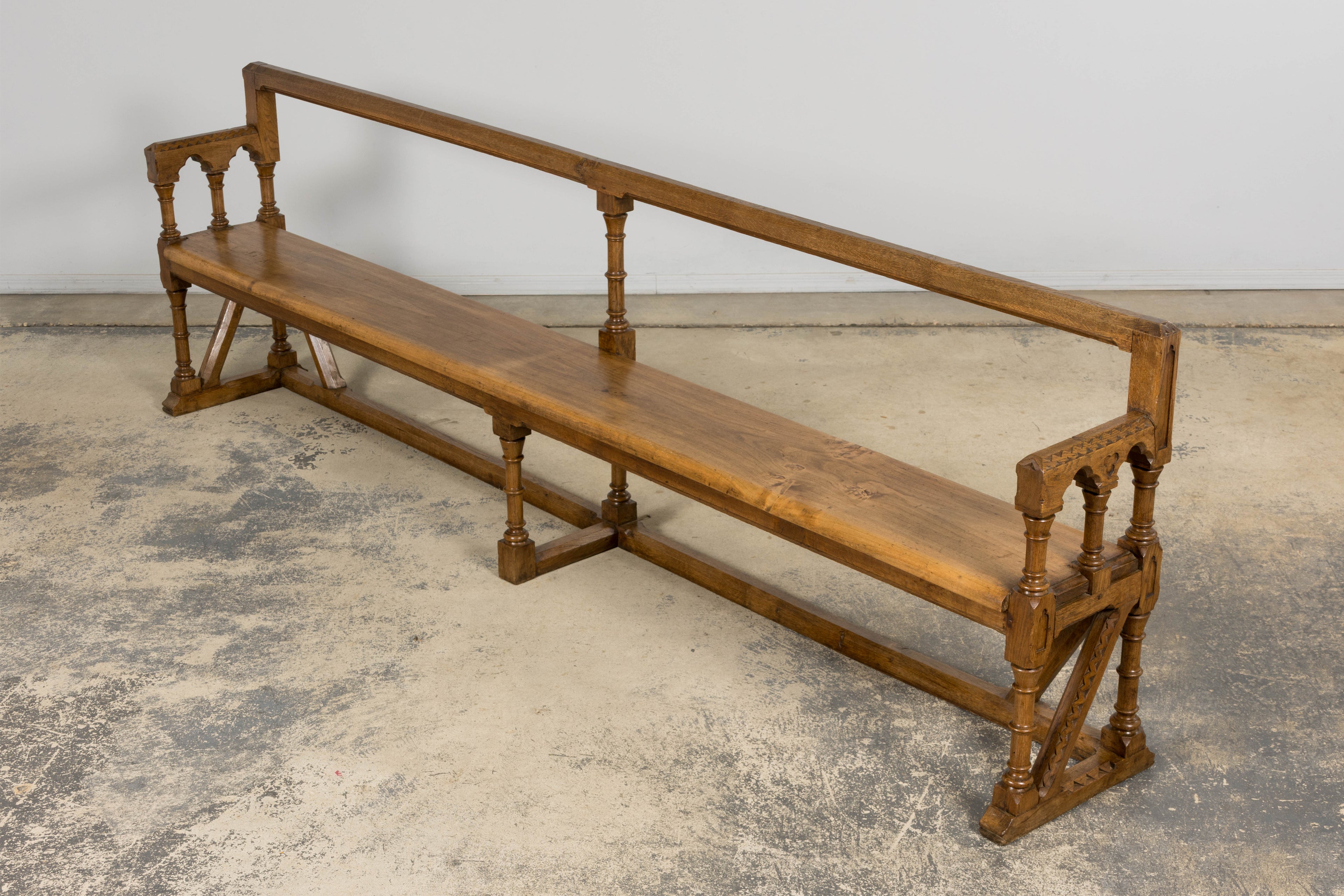 Mid-19th Century French Gothic Revival Oak Church Bench