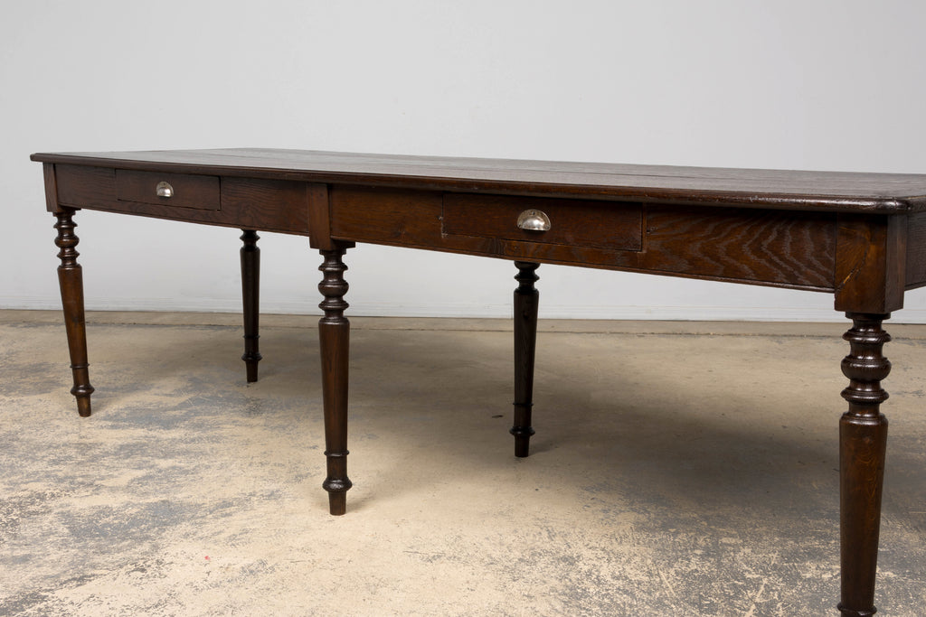 Mid-19th Century French Louis Philippe Long Oak Dining Table with Drawers
