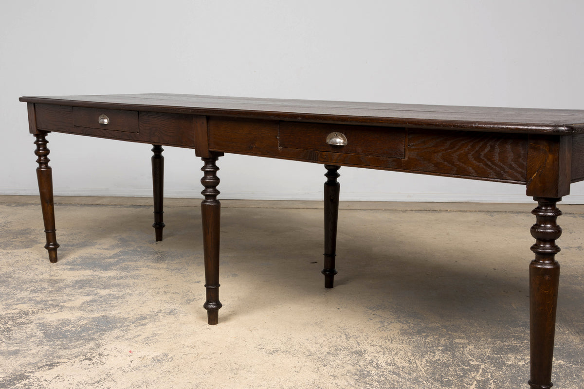 Mid-19th Century French Louis Philippe Long Oak Dining Table with Drawers