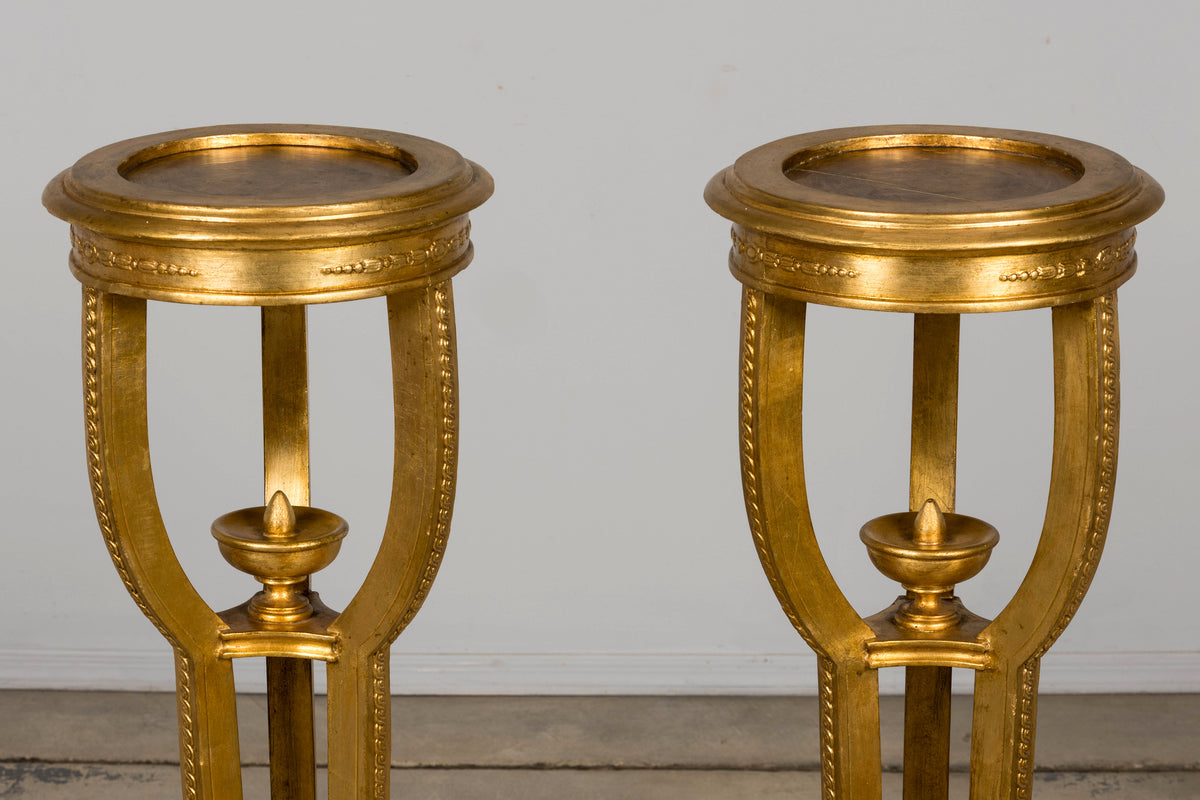 Pair of Late 19th Century French Louis XVI Style Giltwood Pedestal Stands
