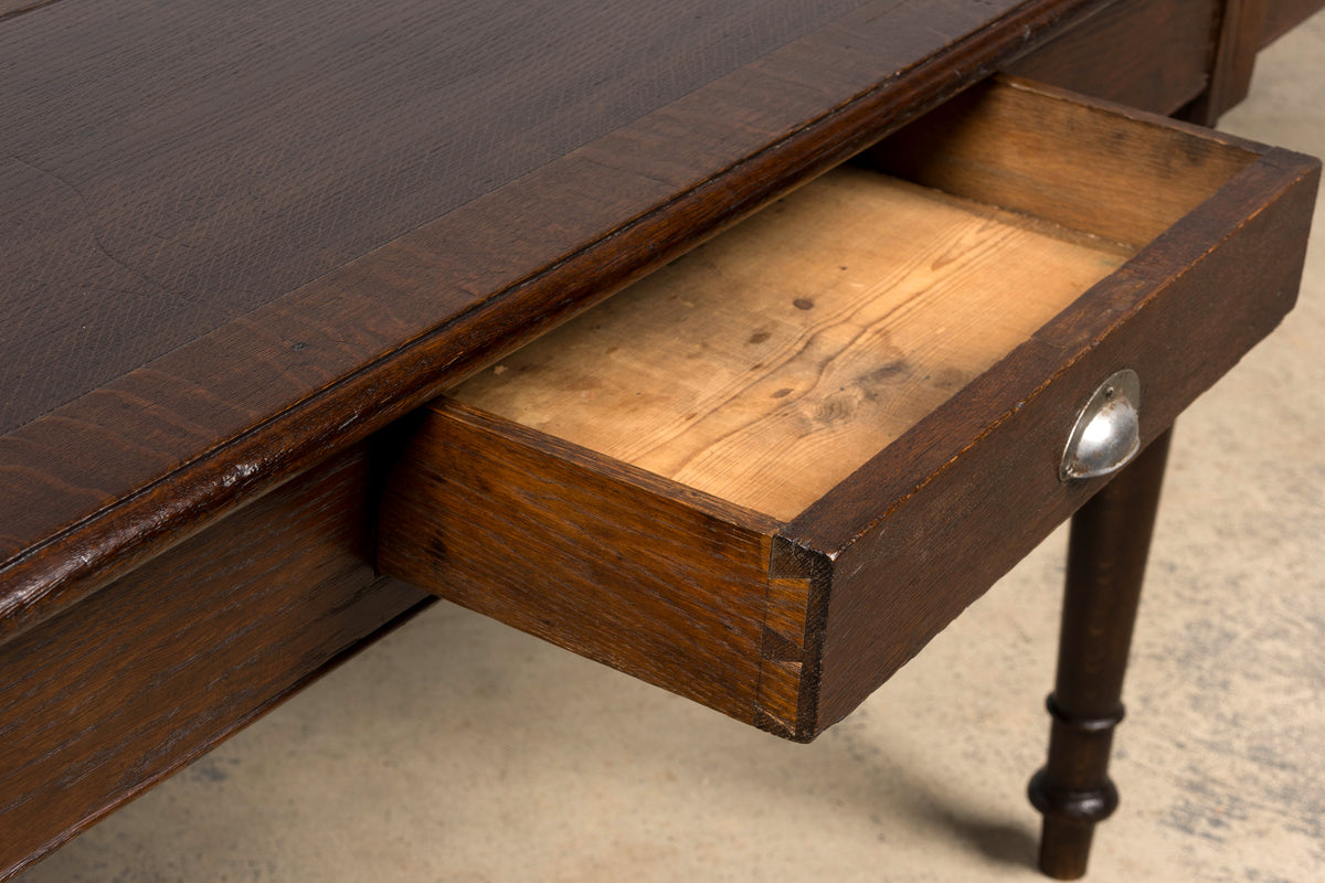 Mid-19th Century French Louis Philippe Long Oak Dining Table with Drawers