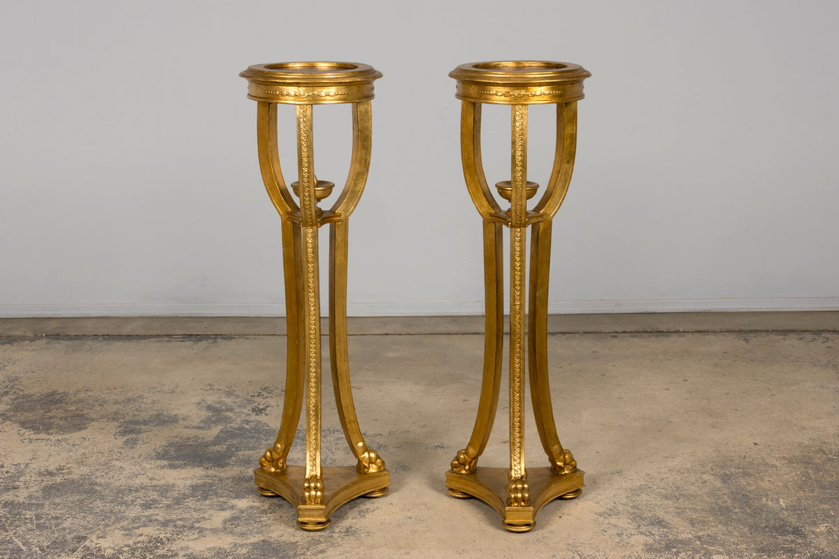 Pair of Late 19th Century French Louis XVI Style Giltwood Pedestal Stands