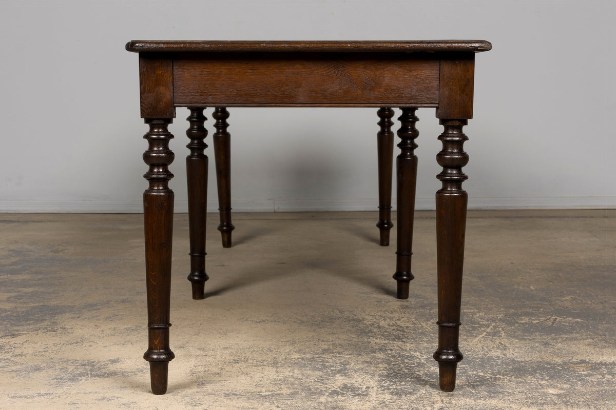 Mid-19th Century French Louis Philippe Long Oak Dining Table with Drawers