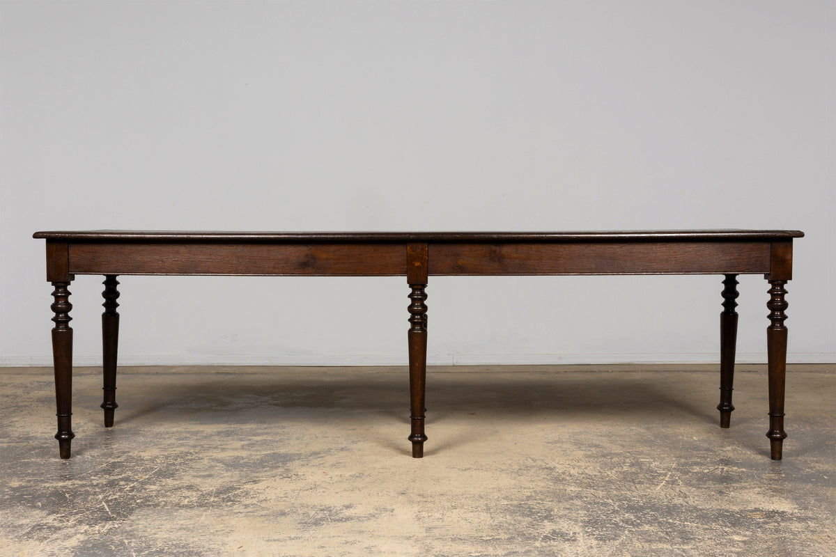 Mid-19th Century French Louis Philippe Long Oak Dining Table with Drawers