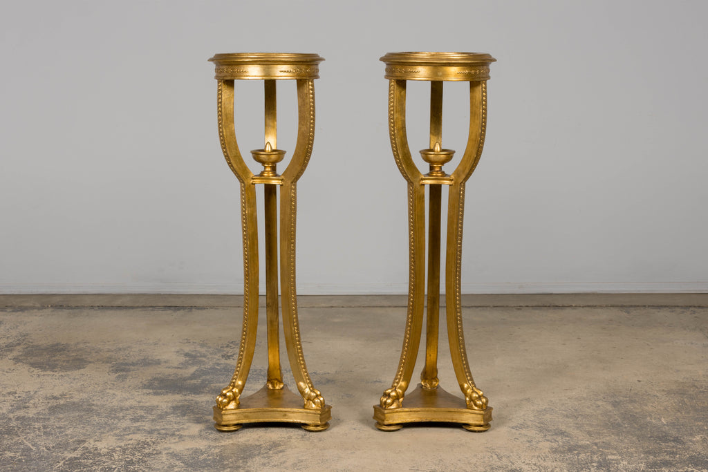 Pair of Late 19th Century French Louis XVI Style Giltwood Pedestal Stands