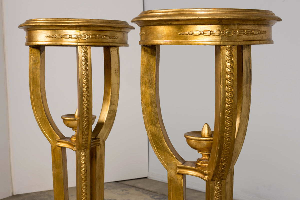 Pair of Late 19th Century French Louis XVI Style Giltwood Pedestal Stands