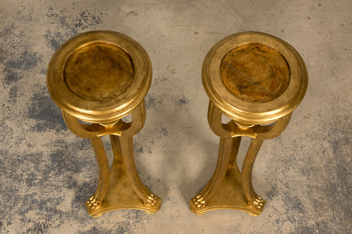 Pair of Late 19th Century French Louis XVI Style Giltwood Pedestal Stands