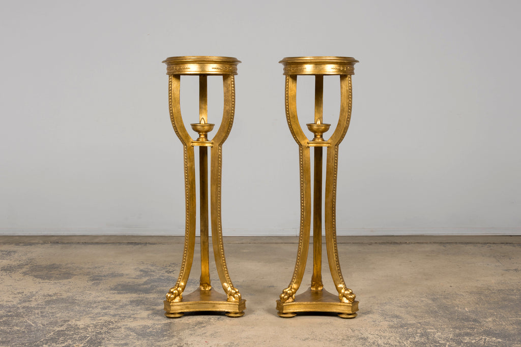 Pair of Late 19th Century French Louis XVI Style Giltwood Pedestal Stands