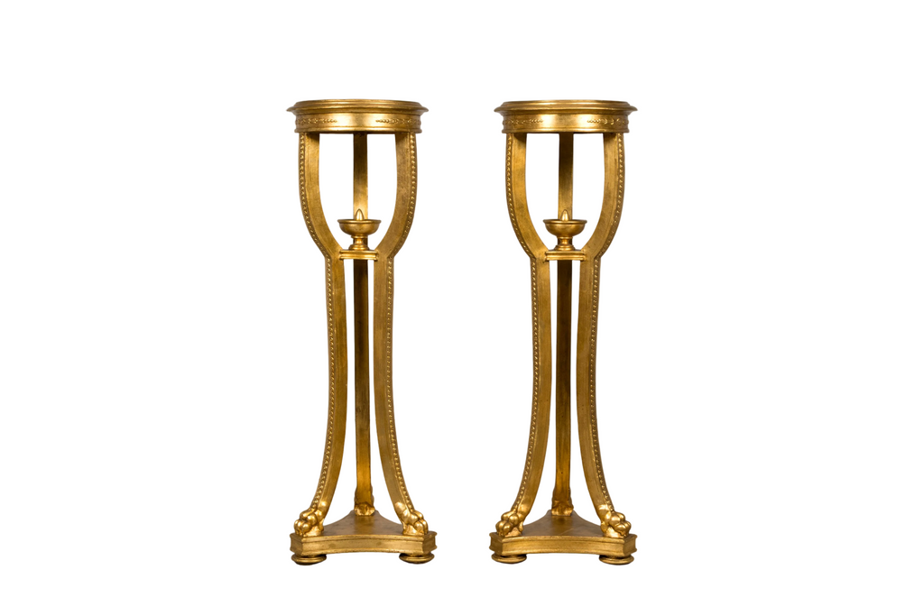 Pair of Late 19th Century French Louis XVI Style Giltwood Pedestal Stands