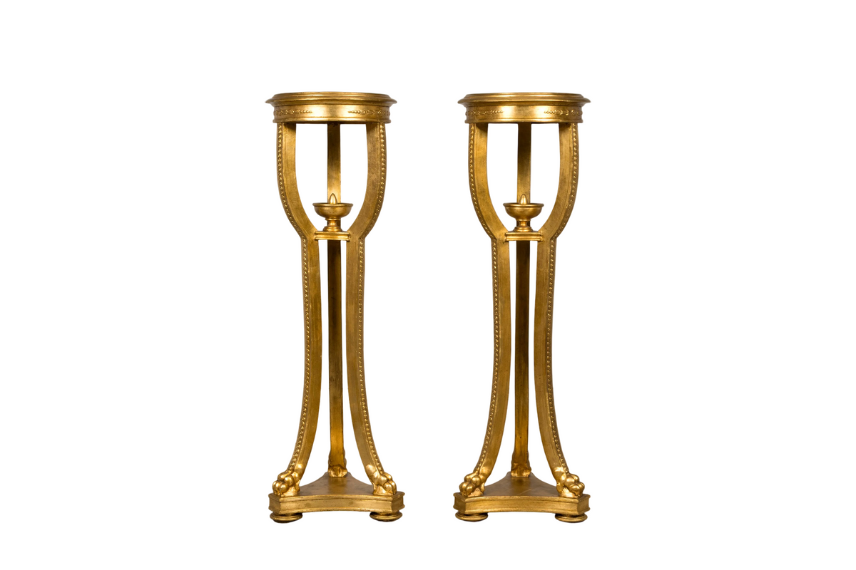 Pair of Late 19th Century French Louis XVI Style Giltwood Pedestal Stands
