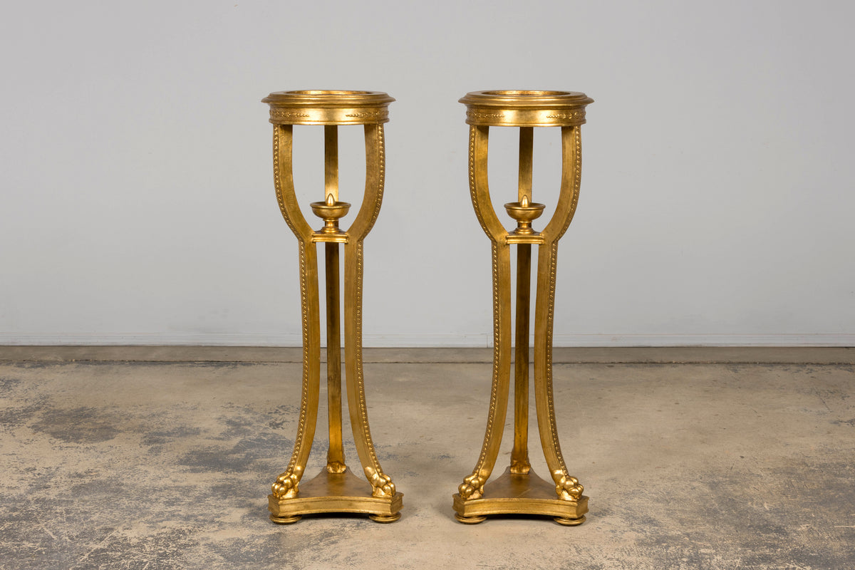 Pair of Late 19th Century French Louis XVI Style Giltwood Pedestal Stands