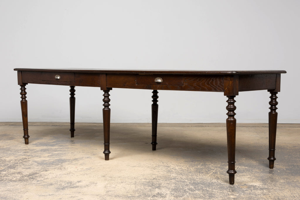 Mid-19th Century French Louis Philippe Long Oak Dining Table with Drawers