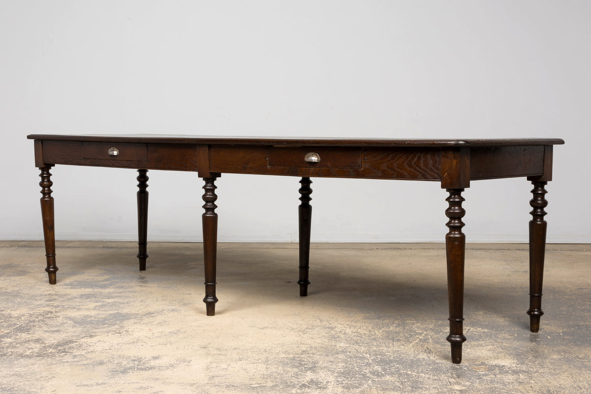 Mid-19th Century French Louis Philippe Long Oak Dining Table with Drawers
