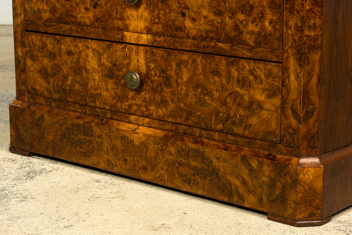 Mid-19th Century French Louis Philippe Walnut Burl Commode