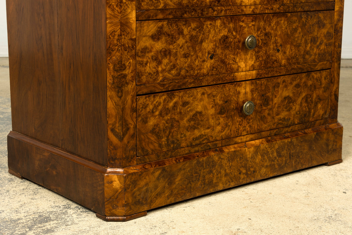 Mid-19th Century French Louis Philippe Walnut Burl Commode