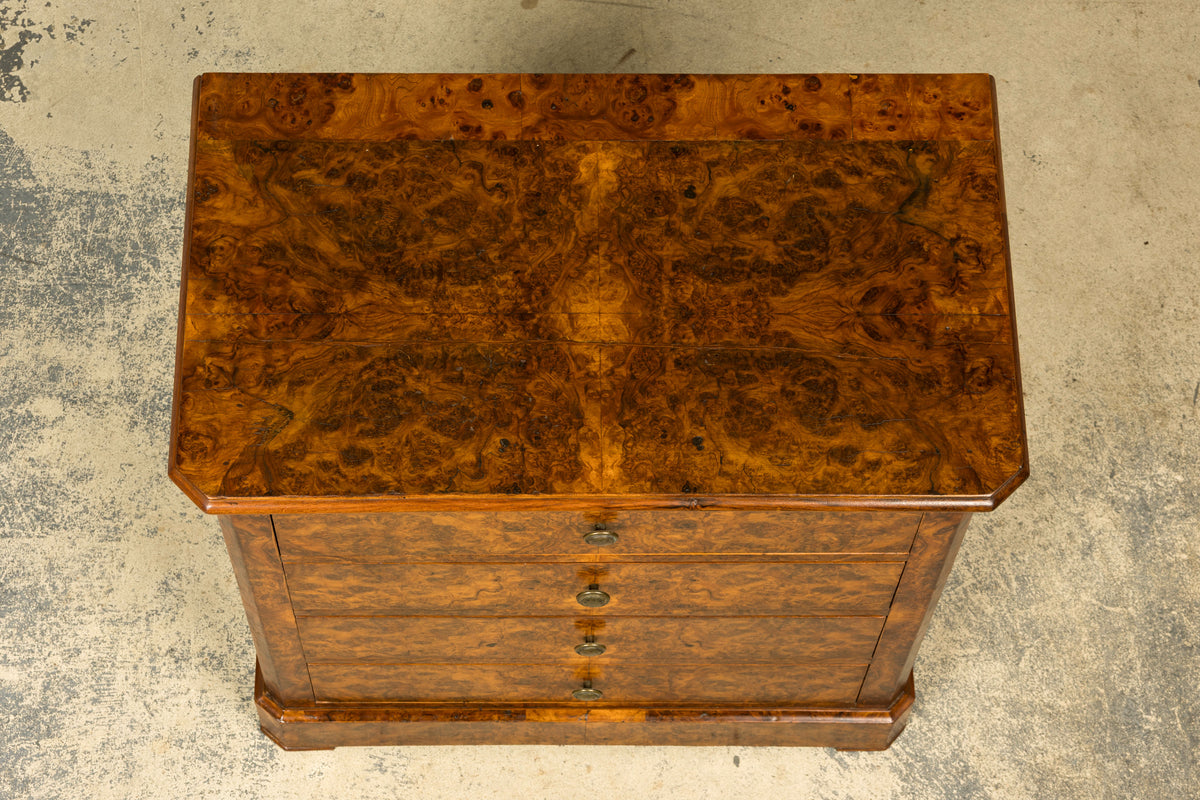 Mid-19th Century French Louis Philippe Walnut Burl Commode