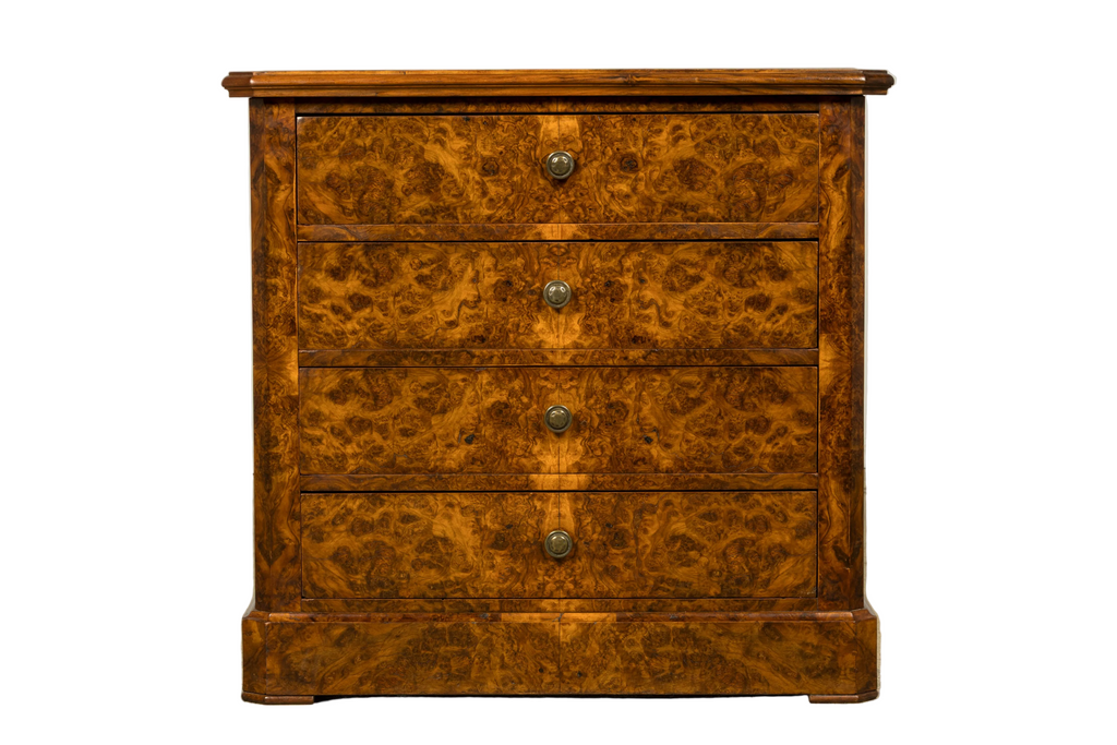 Mid-19th Century French Louis Philippe Walnut Burl Commode