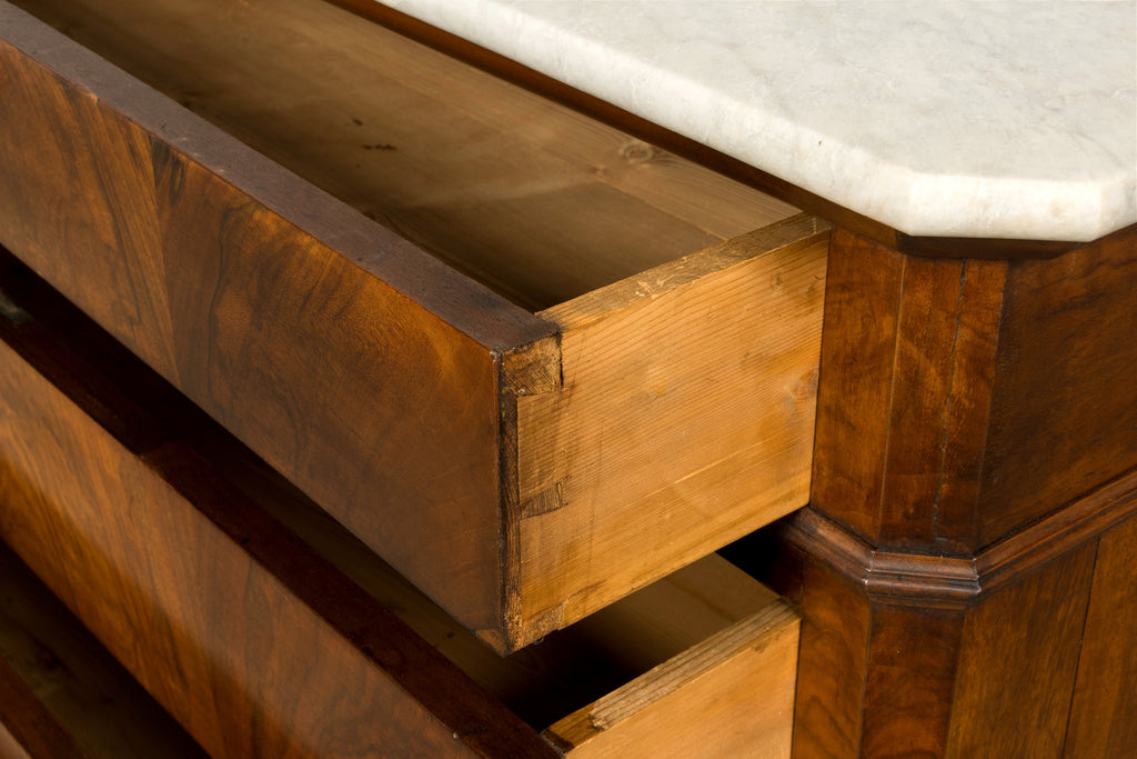 Mid-19th Century French Louis Philippe Walnut Commode with Carrara Marble Top