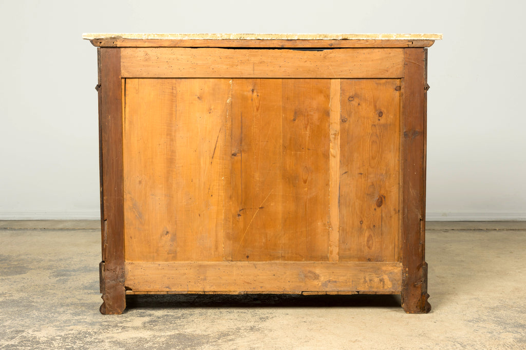 Mid-19th Century French Louis Philippe Walnut Commode with Carrara Marble Top