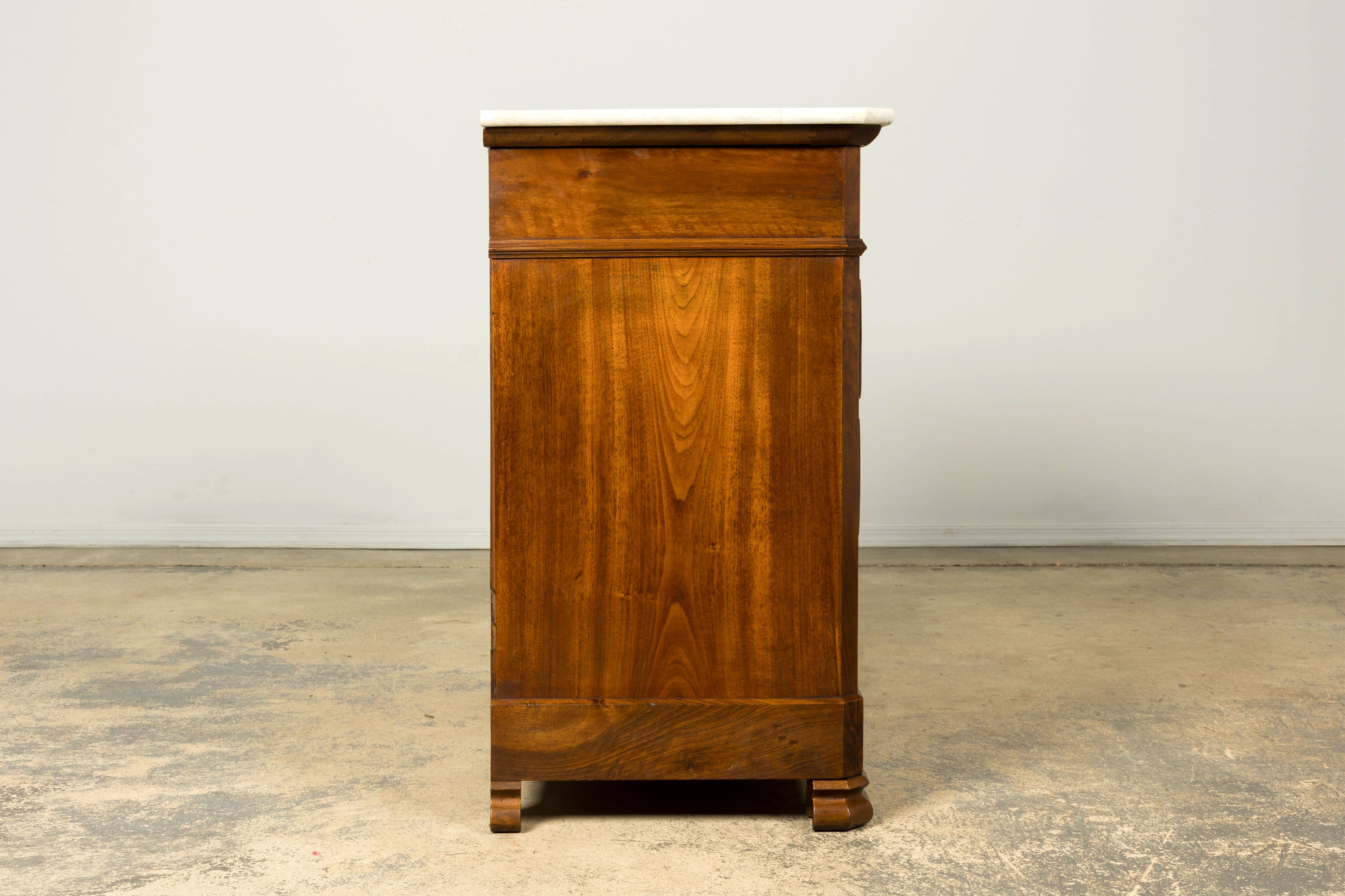 Mid-19th Century French Louis Philippe Walnut Commode with Carrara Marble Top