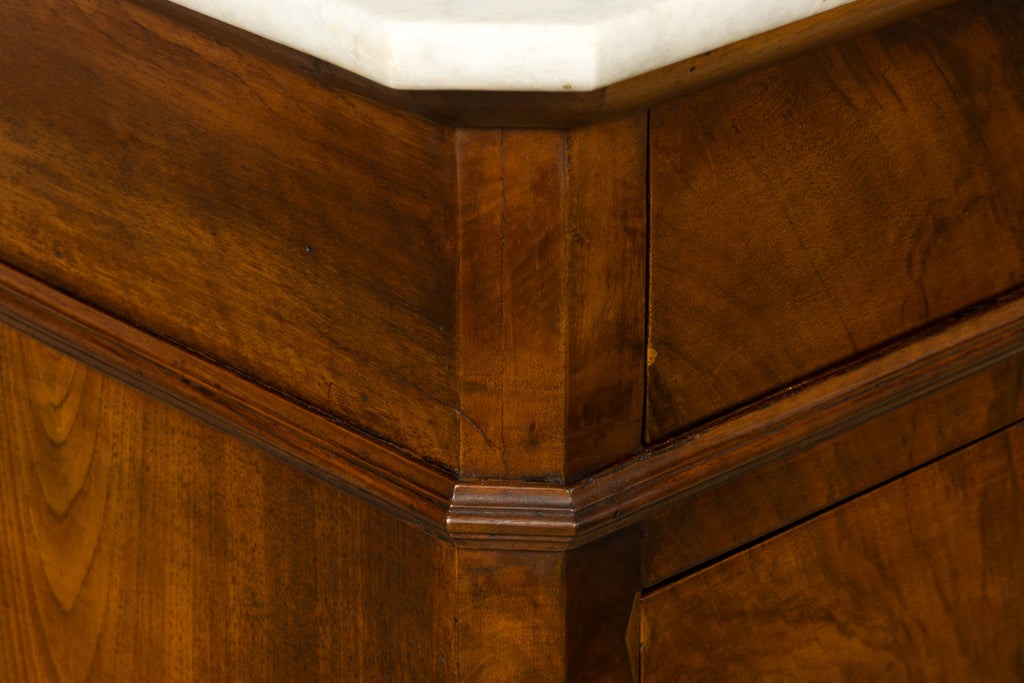 Mid-19th Century French Louis Philippe Walnut Commode with Carrara Marble Top