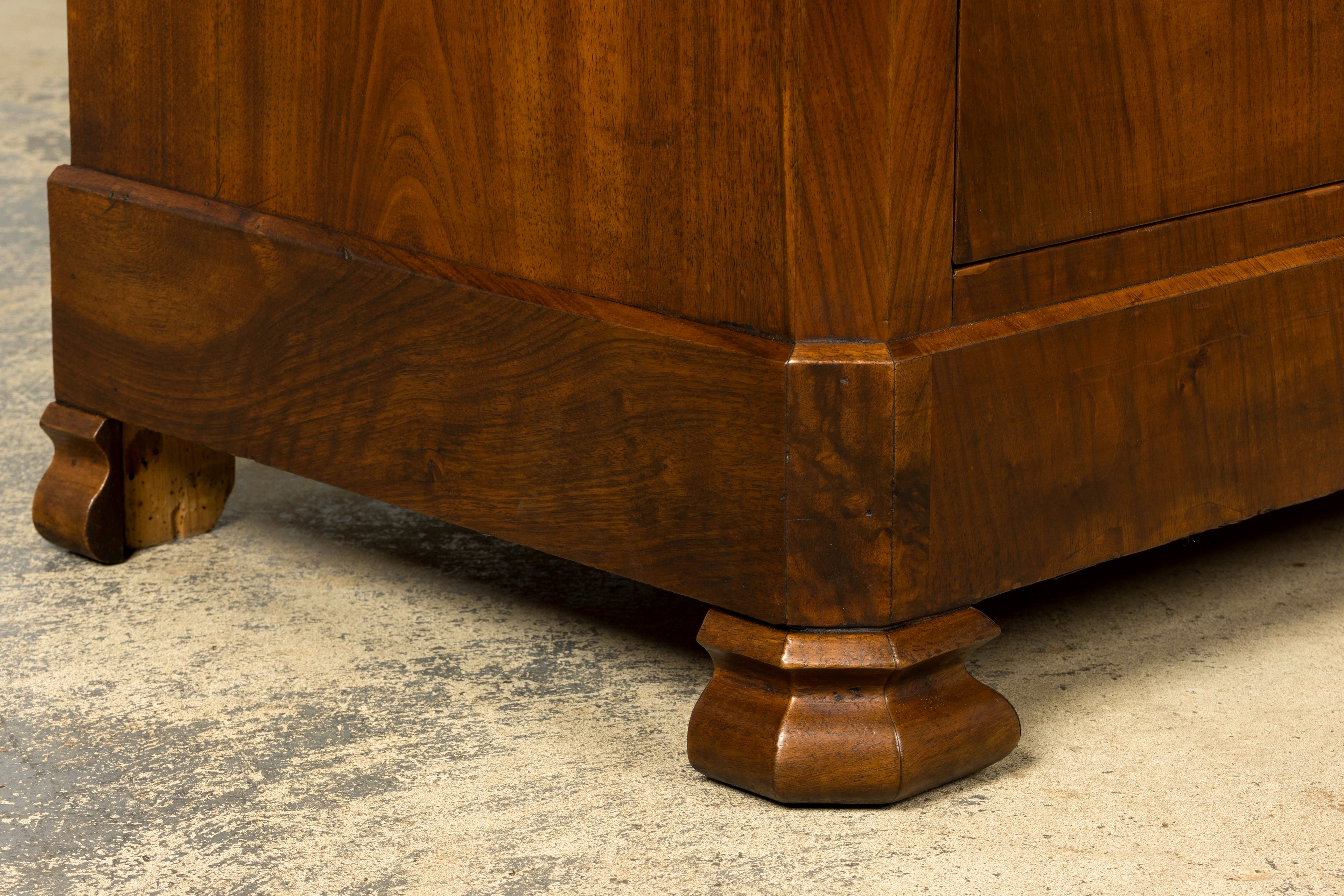 Mid-19th Century French Louis Philippe Walnut Commode with Carrara Marble Top
