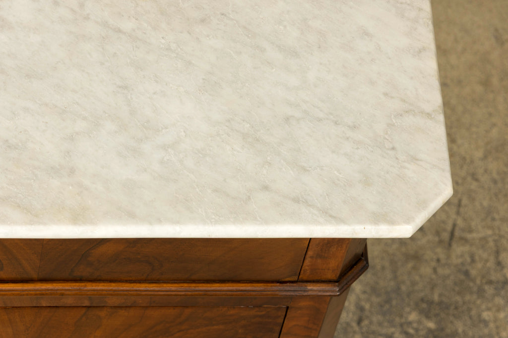 Mid-19th Century French Louis Philippe Walnut Commode with Carrara Marble Top