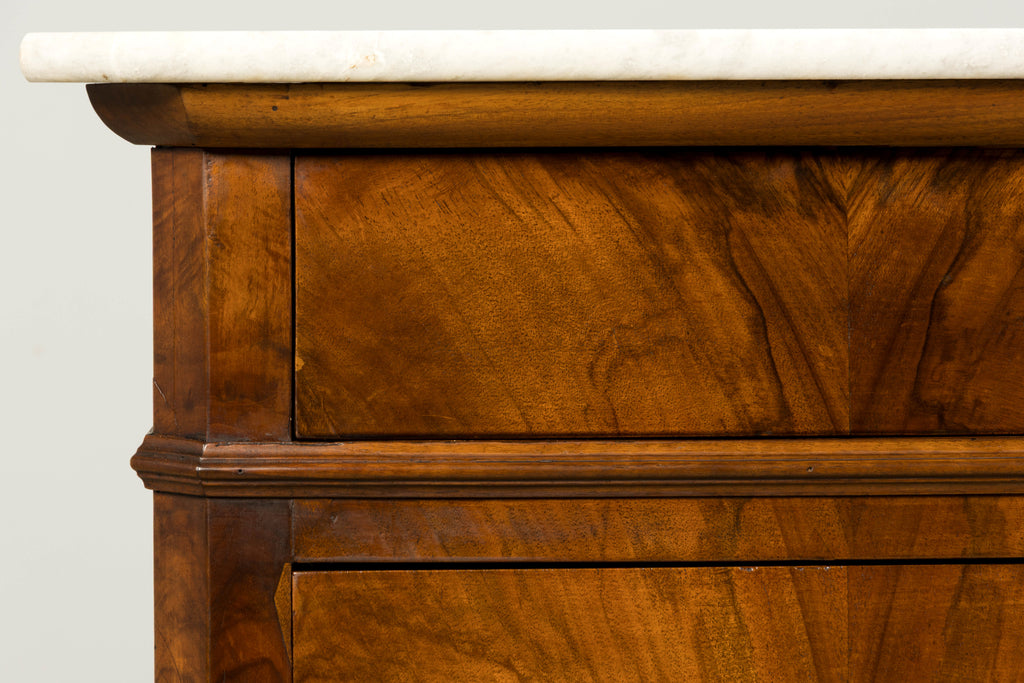 Mid-19th Century French Louis Philippe Walnut Commode with Carrara Marble Top