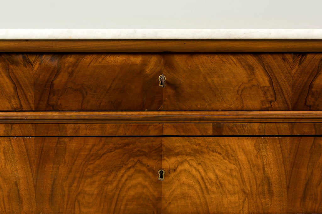 Mid-19th Century French Louis Philippe Walnut Commode with Carrara Marble Top