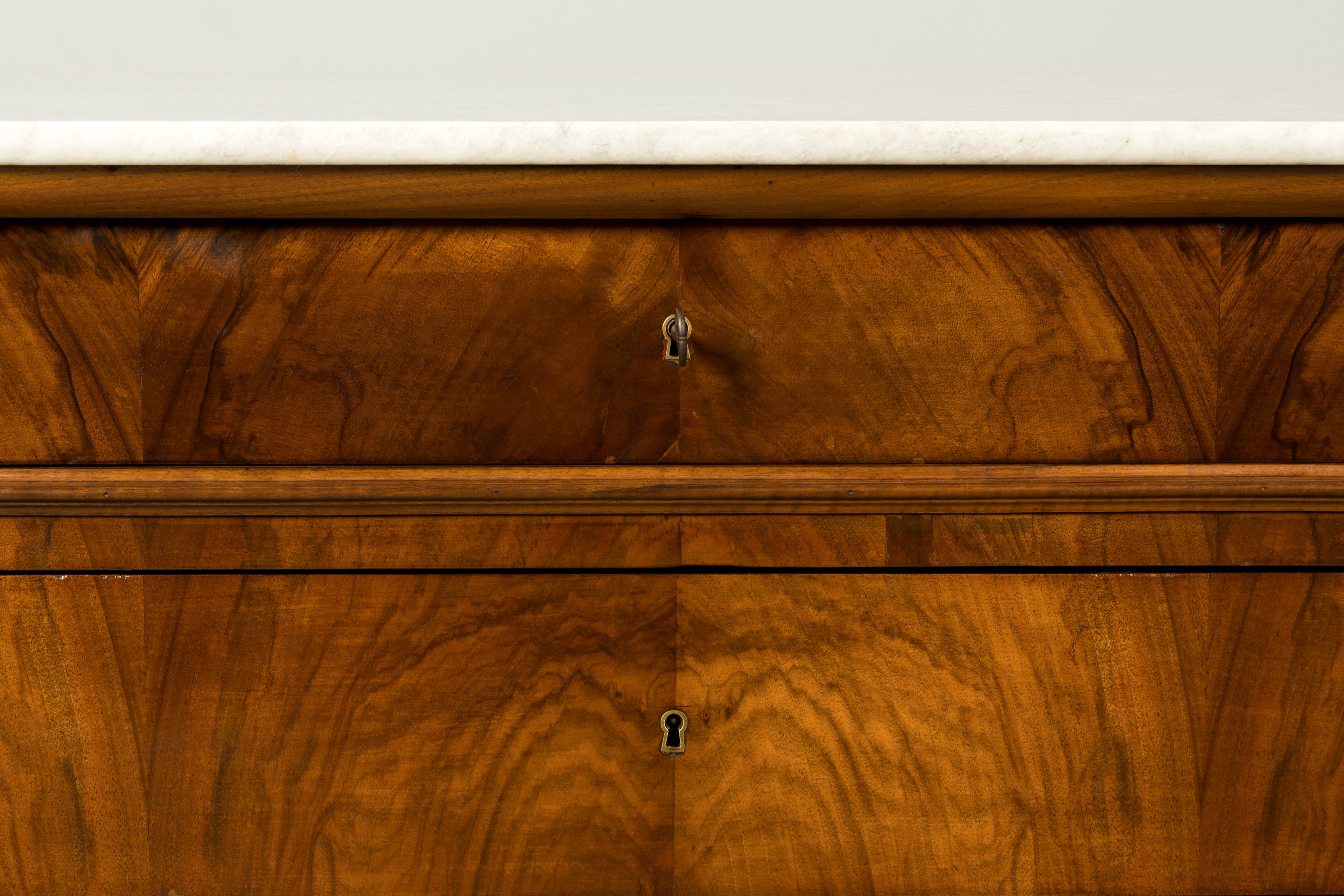 Mid-19th Century French Louis Philippe Walnut Commode with Carrara Marble Top