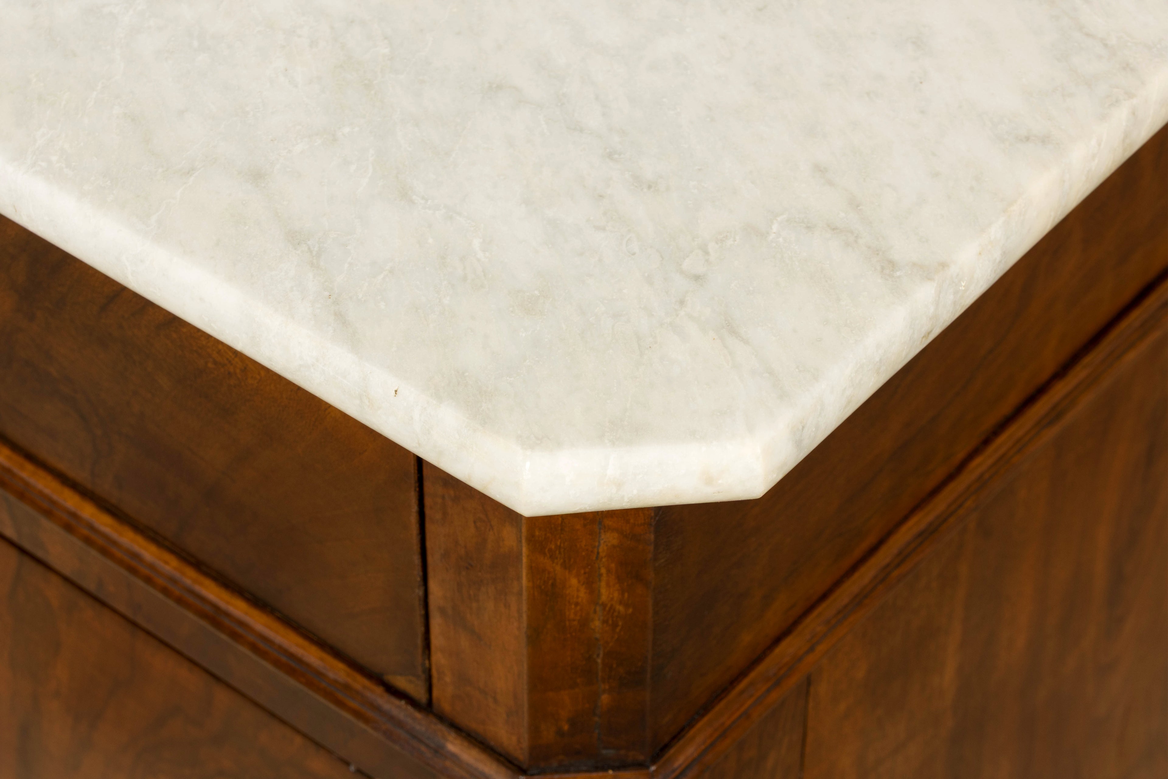 Mid-19th Century French Louis Philippe Walnut Commode with Carrara Marble Top