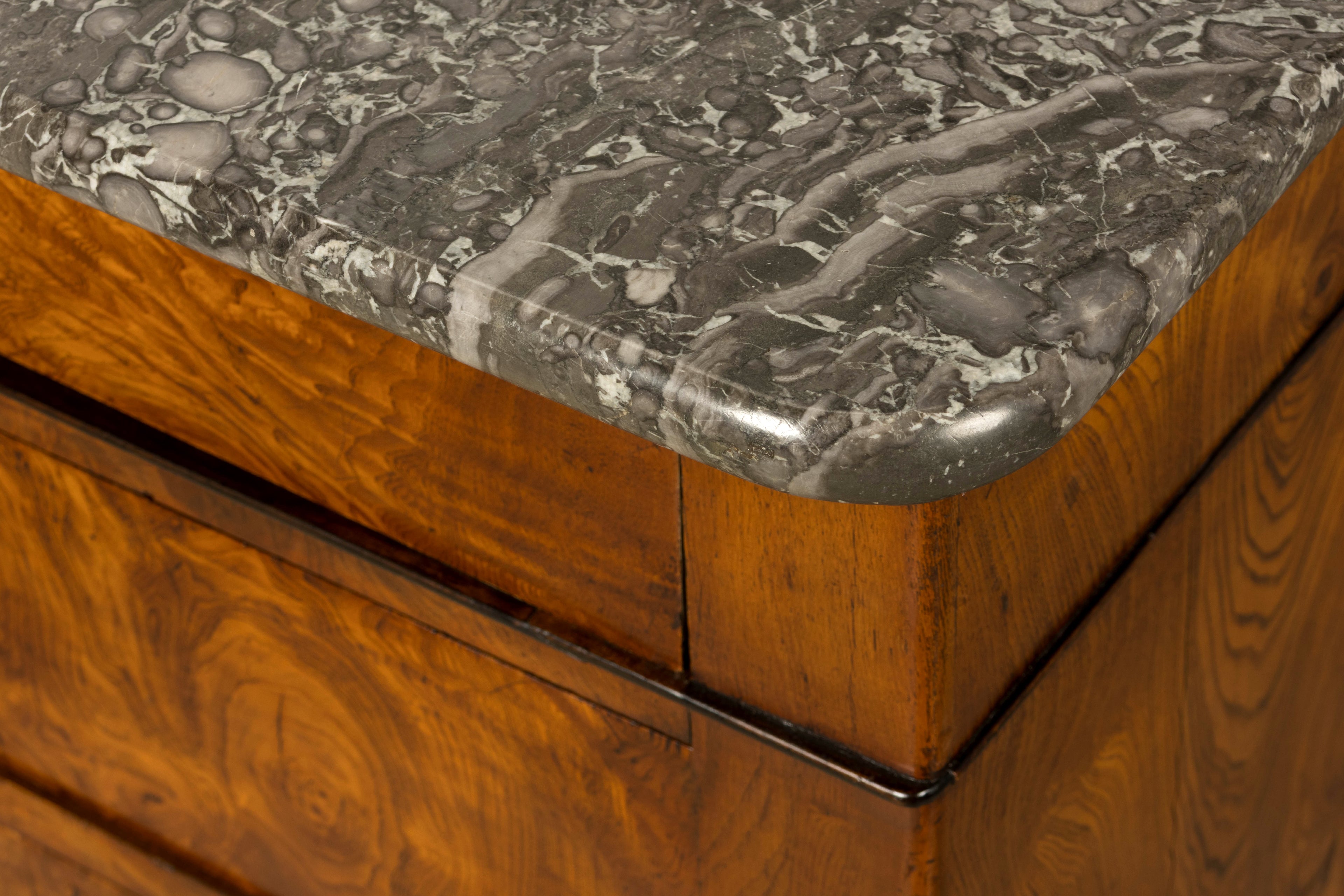 Mid-19th Century French Louis Philippe Walnut Commode with Gray Marble Top