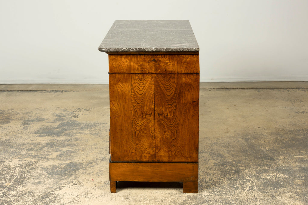 Mid-19th Century French Louis Philippe Walnut Commode with Gray Marble Top