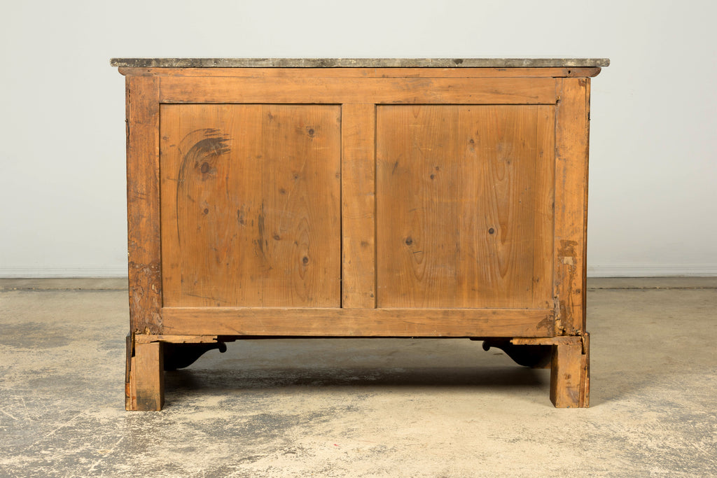 Mid-19th Century French Louis Philippe Walnut Commode with Gray Marble Top