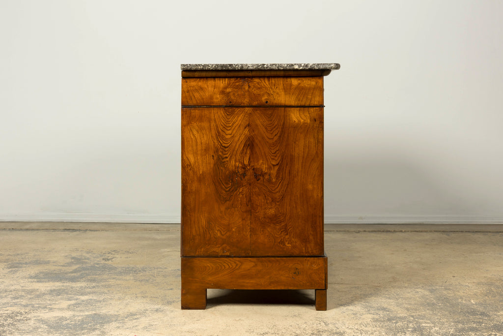 Mid-19th Century French Louis Philippe Walnut Commode with Gray Marble Top
