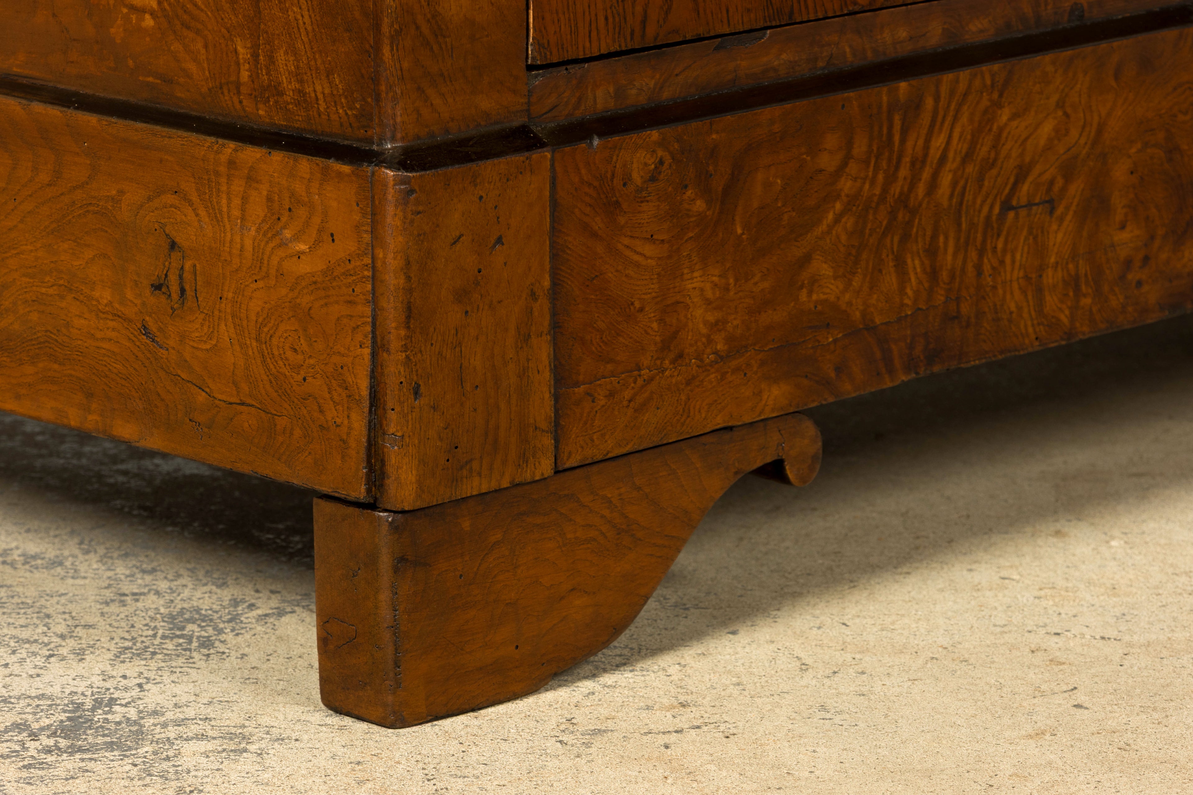 Mid-19th Century French Louis Philippe Walnut Commode with Gray Marble Top