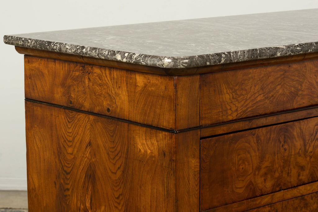 Mid-19th Century French Louis Philippe Walnut Commode with Gray Marble Top