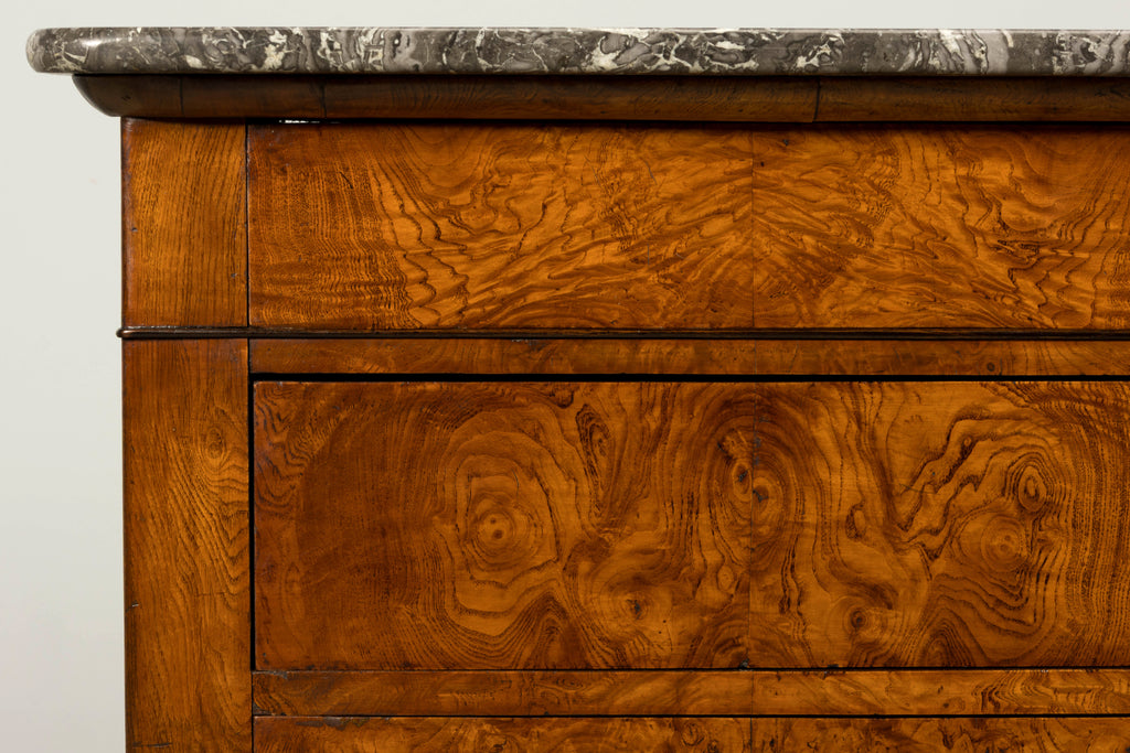 Mid-19th Century French Louis Philippe Walnut Commode with Gray Marble Top