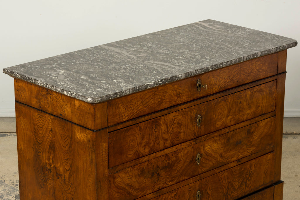 Mid-19th Century French Louis Philippe Walnut Commode with Gray Marble Top